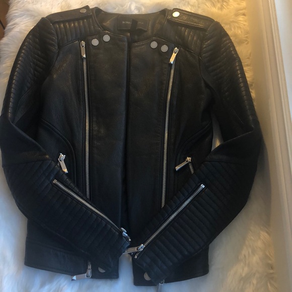 BCBG MAX AZRIA Black Leather Jacket - Picture 1 of 6